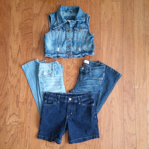 Girls Jeans, Shorts & Sleeveless Jean Jacket